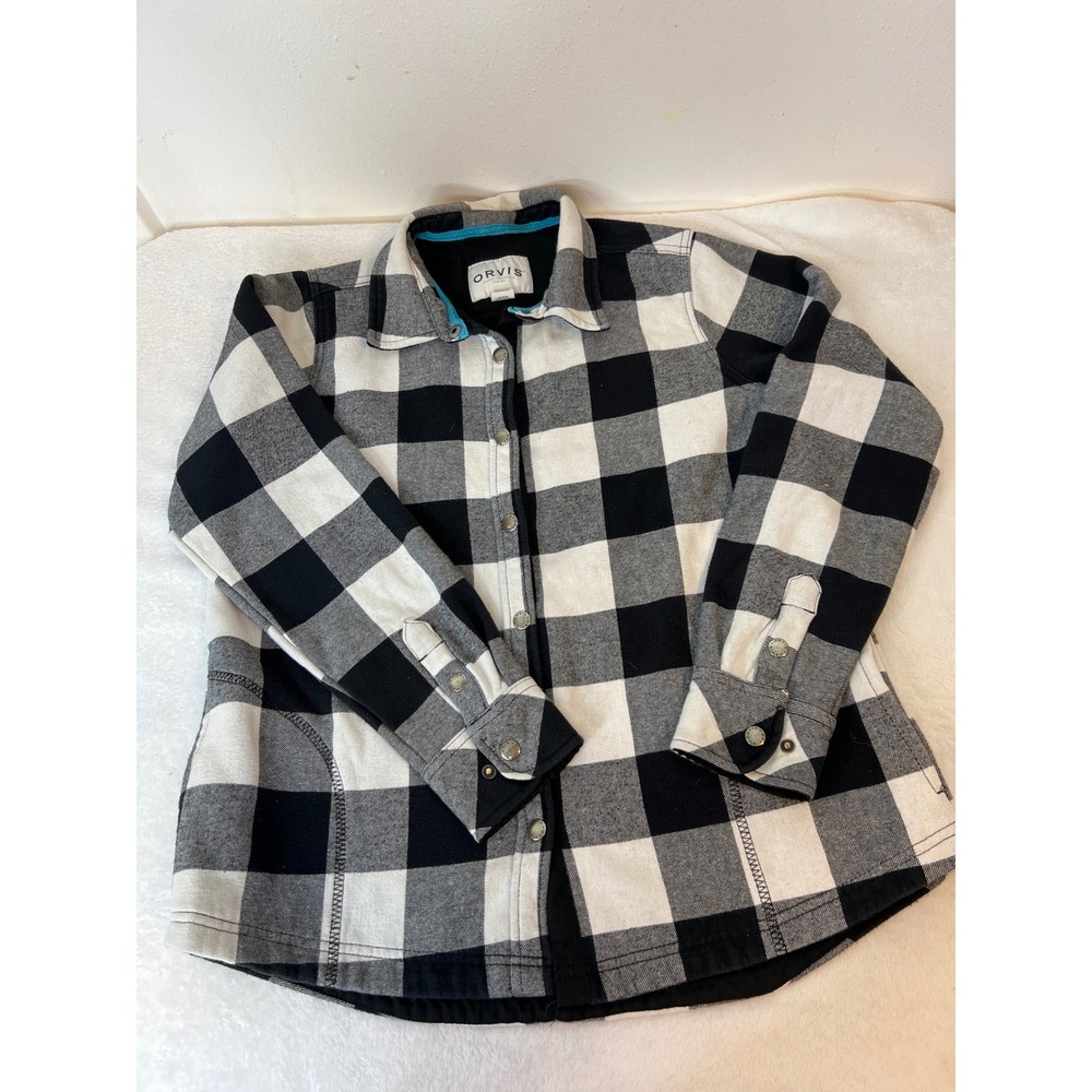 Orvis Classic Collection Womens Large Buffalo Plaid Fleece Lined Shirt Jacket - Picture 2 of 6